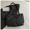Bolsa Tote Grande de Tecido Fresco Estilo Coreano com Estampa de Estrelas 2026 com Laço para Ir para a Aula
