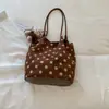 2026 Nova Bolsa Tote de Bolinhas Estilo Coreano, Grande Capacidade, Moda Vintage, Bolsa de Ombro Casual Chic Relaxada para o Dia a Dia
