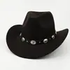 Fedora de lã, chapéu de cowboy, estilo étnico masculino e feminino, chapéu de sol estilo europeu e americano para casais primavera e verão, chapéu de jazz
