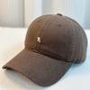 Gorra de béisbol de copa suave bordada con la letra R de Corea del Sur, cabeza grande, cara pequeña, primavera y otoño, combinable con todo, casual, para pareja