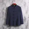 Estilo Chinês Masculino Novo Traje Tang Chinês Camisa de Manga Longa Hanfu Melhorado Top de Outono Casaco Casual Retrô com Fivela