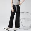 Pantalones de pierna ancha sin soporte para el vientre de mujeres embarazadas, estilo nuevo de verano 2025, con cordón de encaje, cintura alta, sueltos, rectos, casuales para hombres pequeños