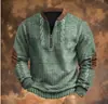 Sudadera con media cremallera de moda para hombre, punto grueso, impresión digital 3D, estación independiente de Amazon transfronteriza europea y americana 2025