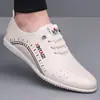 Zapatos de Cuero de Verano, Zapatos de Cuero Suave para Hombre, Zapatos Casuales de Negocios para Hombre con Suela Suave, Mocasines Ligeros sin Cordones, Zapatos Blancos