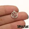 5 Piezas/Paquete Colgante de Acero Inoxidable DIY Hecho a Mano Geométrico Redondo Voleibol Adecuado para Pendientes Collar Pulsera