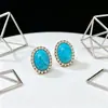 Pendientes Ovalados Retro Sencillos Incrustados con Diamantes, Pendientes de Estilo de Corte de Nicho, Pendientes de Moda y de Alta Gama al por Mayor