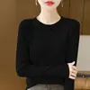 Camiseta base de cuello redondo con forro polar para mujer, ajuste slim para otoño e invierno, agradable para la piel, adelgazante, versátil, cálida, top interior de punto de manga larga