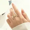 Anillo Abierto Popular Exquisito de Nudo de Cuerda con Circonita Microincrustada de Cobre, Chapado en Oro Real, Anillo Ajustable de Dedo Índice de Gama Alta de Nicho