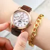 Reloj Mecánico de Imitación de Moda de Negocios para Hombre Geneva Falso Reloj de Cuarzo de Tres Ojos Esfera Grande Fabricante Transfronterizo Venta al por Mayor