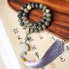Anel de Corrida Raiz de Bodhi Jade Branco Verde Pós de Rosário Espalhados Pulseira para Homens e Mulheres Pingente de Carro Joia Cabeça de Buda Guofeng de Mão Pulseira com Borla