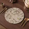 Mantel Redondo Estampado, Aislante Térmico y Antiescaldado para Comida, Mantel de Mesa Grueso de Alta Gama, Mantel de Hotel, Impermeable y a Prueba de Aceite, Aislante Térmico Estilo Chino