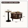 Mesa de Centro Redonda Estilo Francês Vintage Madeira Maciça Combinação com Gabinete de TV Casa 2024 Senso de Alto Padrão Pequeno Apartamento Mesa de Chá Dahl Mesa