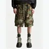 Shorts cargo rectos de camuflaje de verano casual con cordón en la cintura, lavado vintage, de alta calle europea y americana, multibolsillos, modernos