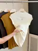 Camiseta de punto para mujer, cuello medio alto, reduce la edad, manga acampanada, estilo coreano de otoño, texturizada, ajustada, top de moda