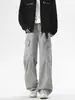 Roupa Masculina Fengshe / Calça Casual para Trabalho Nova Outono-Inverno, Bolso Grande, Cintura Semi-Elástica, Calça Estilo Botão