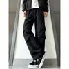 Calças casuais masculinas, marca da moda estilo americano, nova coleção de outono, corte solto, versátil, calças cargo retas resistentes à água para uso externo, estilo casal