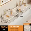 Estante de almacenamiento para grifo, organizador de baño con frente de espejo, instalación sin perforaciones, para lavabo, cosméticos y uso en encimera