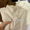Camisa base de tricô rosa leitoso rosa flor de cerejeira com gola alta meia, para mulheres, outono e inverno, cor sólida, peça íntima, suéter de manga comprida com gola alta