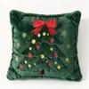 Funda de Almohada Popular Navideña Transfronteriza con Lazo Navideño y Bordado de Estrella de Cinco Puntas, Cojín para Sofá, Funda de Almohada para Decoración del Hogar