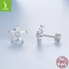 Pendientes Originales de Flor de Circonita Brillante Yinziyun para Mujer Exquisitos Pendientes de Flor con Hilo de Plata de Ley S925 Pendientes