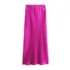 Comércio Exterior 2024 Novo Verão Moda Francesa Feminina Textura de Cetim de Seda Cintura Alta Saia Longa para Mulheres 8632845