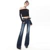 Pantalones acampanados de tiro bajo de estilo americano nostálgico para chica hot, elásticos, ajustados, adelgazantes, jeans para mujer, otoño y pantalones largos