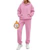 Nuevo Sudadera con Capucha de Terciopelo de Color Puro de Manga Larga Otoño e Invierno Europeo y Americano Conjunto de Traje de Pantalón Casual de Moda para Mujer