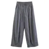 Pantalones de pierna ancha con forma de pera de algodón puro para mujer, nuevo estilo Primavera/Verano 2026, estilo perezoso, pantalones casuales cortos finos, pantalones globo de cintura alta
