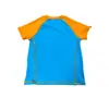 Top de manga curta raglan com blocos de cor para crianças, traje de surf com proteção solar, roupa de banho de alta elasticidade de secagem rápida para snorkeling e praia, roupa de banho