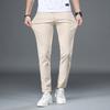 Pantalones casuales de nuevo estilo 2024 para hombre, elásticos, finos, de cintura media, de color liso, para jóvenes, de algodón puro, ajustados y rectos, para otoño