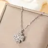 Giratório Girassol Colar Moda Feminina Luz Luxo Girassol Pingente Nicho Design Sense 18K Ouro Titânio Aço Clavícula Cadeia