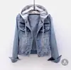 Chaqueta corta de mezclilla para mujer, primavera y otoño, estilo coreano, nueva chaqueta con capucha de manga larga ajustada, top versátil para estudiante, otros
