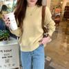 Toma real precio real otoño e invierno versión coreana de suéter holgado de cuello redondo color caramelo estilo perezoso suéter de manga larga interior