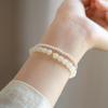 Pulseira feminina de pérola natural de água doce de imitação, jade Hetian, design de nicho de luxo leve, nova pulseira simples, presente para namoradas