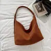 Bolsa tote de veludo estilo coreano com corte relaxado, nova coleção outono 2026, grande capacidade, retrô, cor sólida, simples e bolsa de ombro única