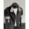 Camisa de manga corta a cuadros de verano estilo old money para hombre, cuello mao, retro americano casual, corte holgado, cárdigan grande