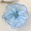 Novo anel de cabelo de renda azul xadrez de intestino grosso para primavera e verão, adorno de cabeça de cintura fina feminina, corda de cabelo grande para coque, acessórios de cabelo