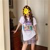Wubicai Ropa de Verano Estilo Americano Dibujos Animados Nueva Talla Grande Camiseta de Manga Corta para Mujer Cuello Redondo Top Holgado Ropa para Estudiantes Venta al por Mayor