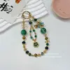 Corrente de Celular de Cristal Sintético de Alta Qualidade Estilo Coreano e Japonês, Cordão de Celular com Contas Verdes, Pulseira de Pulso, Corrente para Pendurar, Acessório de Alta Qualidade