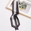 Cachecol Longo Elegante Vermelho de Camada Dupla Estampado Faixa de Cabelo Cachecol de Fita Decorativa para Terno Versátil Feminino Estilo Coreano