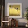 Pintura Pendurada Estilo Song Nova Chinesa para Parede de Fundo da Sala de Estar, Pintura Decorativa de Flores e Pássaros com Folha de Ouro Imitação e Pinceladas Finas para Hall de Entrada e Parede da Sala de Chá