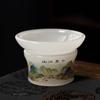 Juego de Té Kung Fu Esmaltado Blanco Jade Qianli Jiangshan Nuevo Lujo Ligero Gama Alta Hogar Boutique Taza de Té de Gama Alta Regalo