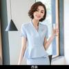 Traje Profissional de Manga Curta para Mulheres 2026 Verão Novo Estilo Traje Azul Claro Saia Loja de Joias Salão de Beleza Roupas de Trabalho
