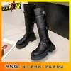 Botas Altas de Moda para Combinar con Faldas, Nuevas Botas Martin Retro 2025 para Mujer con Hebilla de Cinturón, Botas Largas Adelgazantes