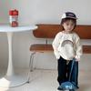Suéter de otoño para niños y niñas, camisa de manga larga estilo coreano con estampado de gofres, cuello redondo, venta al por mayor