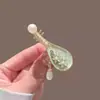 Estilo Nacional Esmalte Flor de Loto Pasador de Pelo para Mujer Moda Nacional Flor de Perla Pinza para Flequillo Pinza Lateral Borla Antigua Accesorios para el Cabello Pinza de Pato