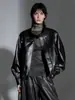 Jaqueta Casual Curta Bonita, Gola Alta Curta, Novo Estilo Primavera/Outono, Jaqueta de Couro Estilo Retrô, Casaco Jaqueta, Jaqueta de Couro Nova