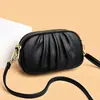 Bolsa feminina de marca com toque de luxo, novo modelo 2026, porta-moedas com zíper de três camadas, plissada, bolsa transversal feminina estilosa