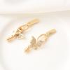 Hebilla de mariposa con circonita de alta protección bañada en oro real de 14 quilates, hecha a mano, para pulsera de perlas, collar y hebilla cuadrada.