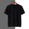 Nuevo de verano para hombre, camiseta de punto de algodón puro, manga corta, cuello redondo, color liso, holgada, versátil, con diseño calado, venta al por mayor desde el fabricante